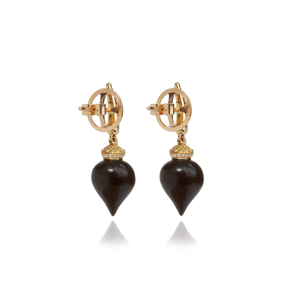 Touch Wood 18ct Gold Small Ebony Earrings | Annoushka jewelley